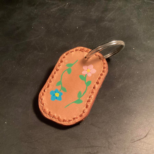 Pink and Blue Flowers Keychain