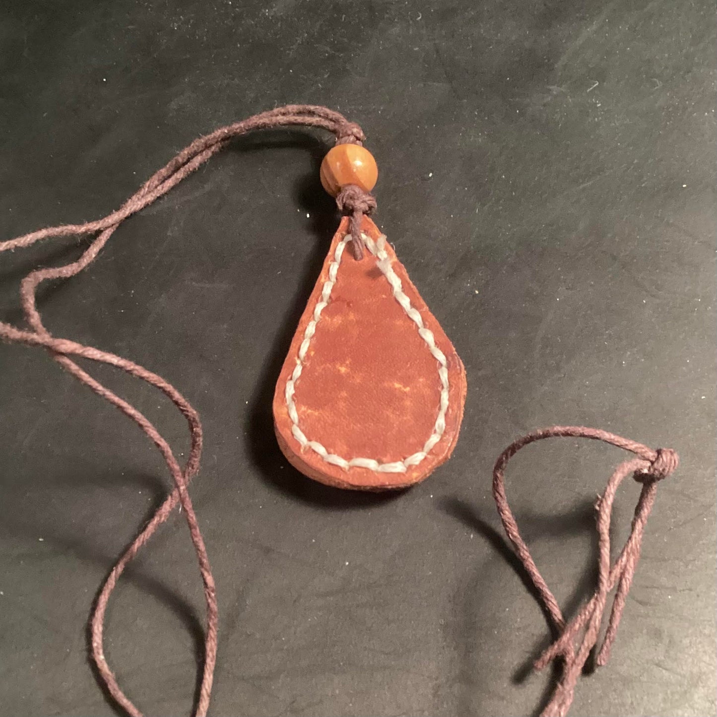 Simple Teardrop Pendant "Double Stitched"